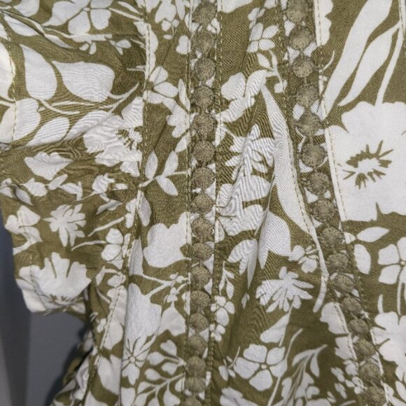 Lane Bryant Shirt Top Size 18/20 100% Cotton Olive Green Gardencore Bohemian - Picture 6 of 7